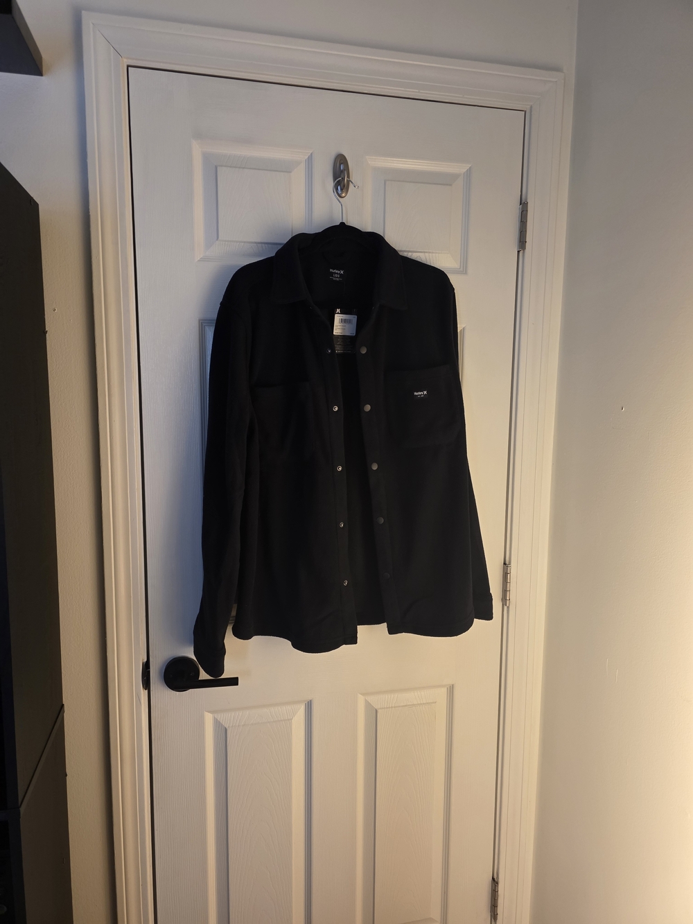 Hurley Black Fleece Button-Up Shirt Jacket - Men's Large